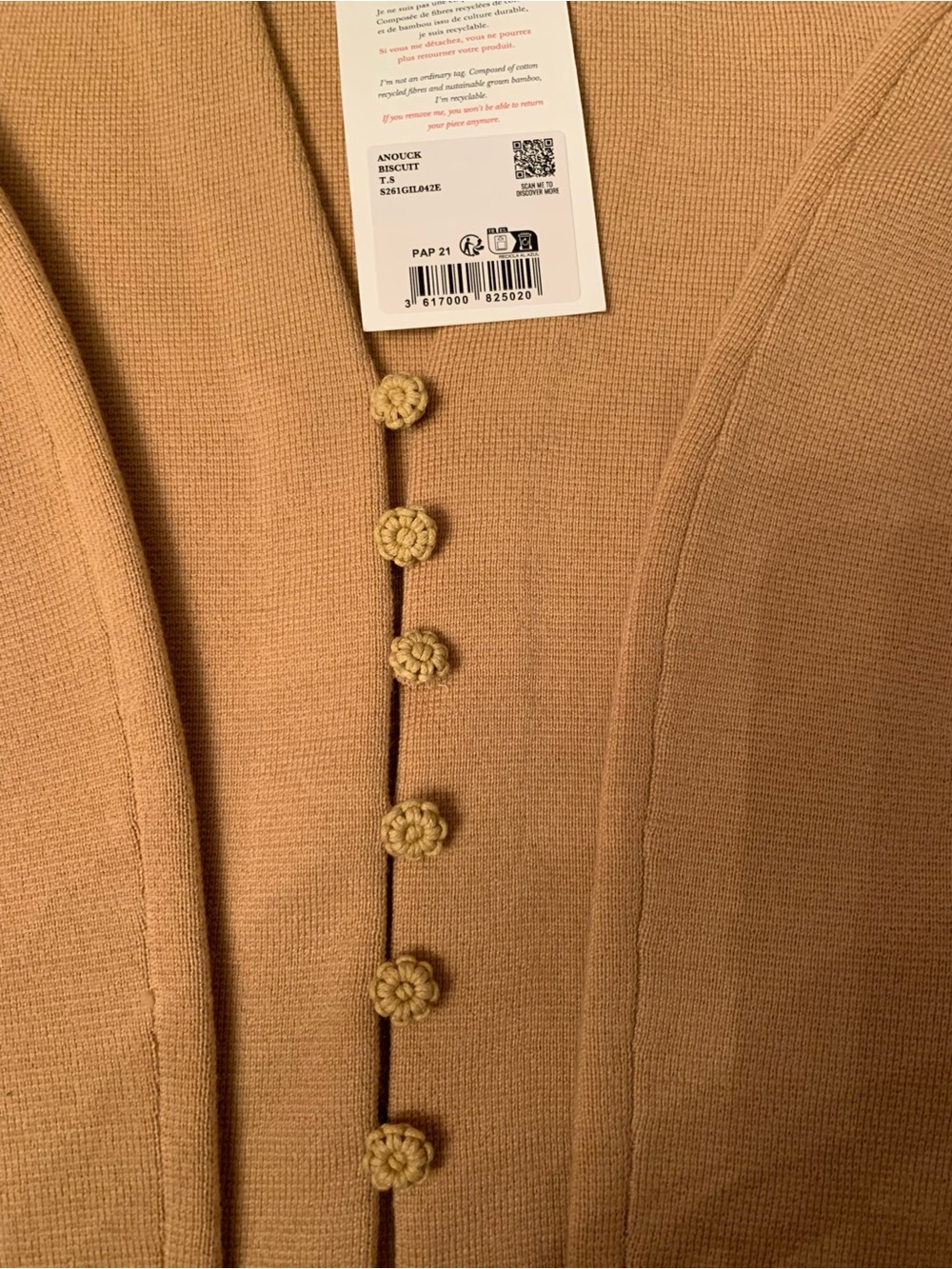 NWT Authentic Sezane Anouck Sweater $165 S Small Biscuit - Picture 6 of 7